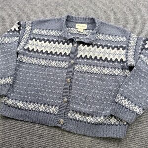Vintage Eddie Bauer Fair Isles Cardigan Women's Size XL Pewter Buttons USA‎ Made
